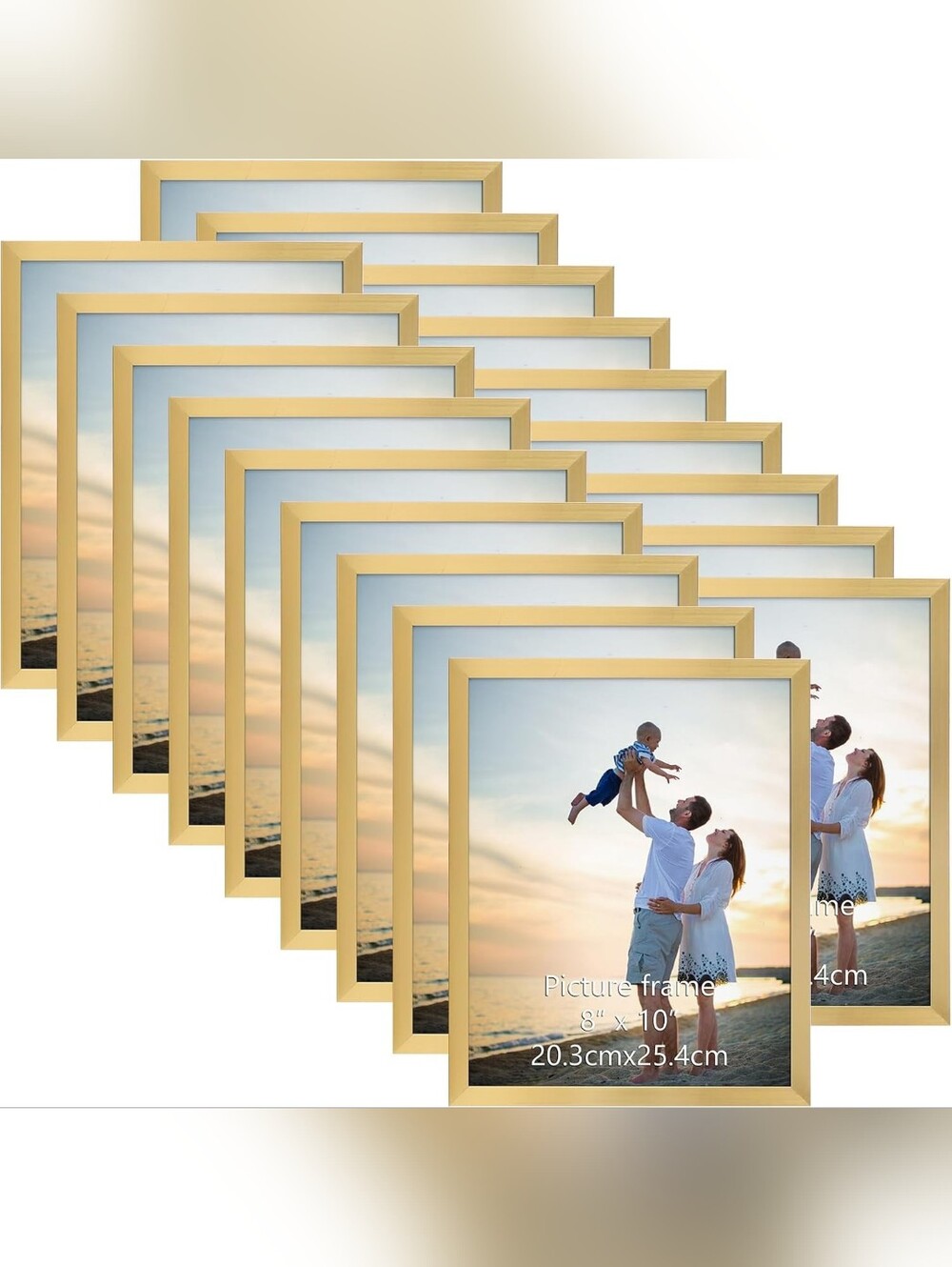 12 Packs 8x10 Gold Multi Plastic Picture Frames Set with Plastic Cover